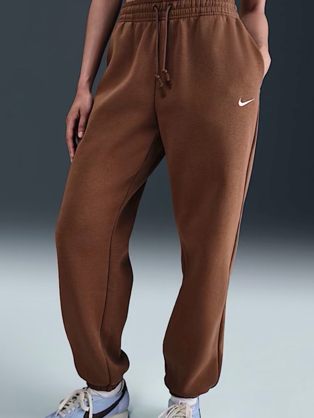 Nike Women's Brown Track Joggers with White Swoosh